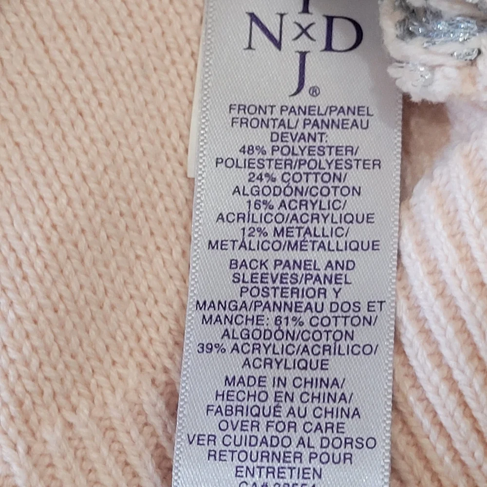 NYDJ Womens Pink Silver Sweater Sequin Sparkle Long Sleeve Soft Top‎
